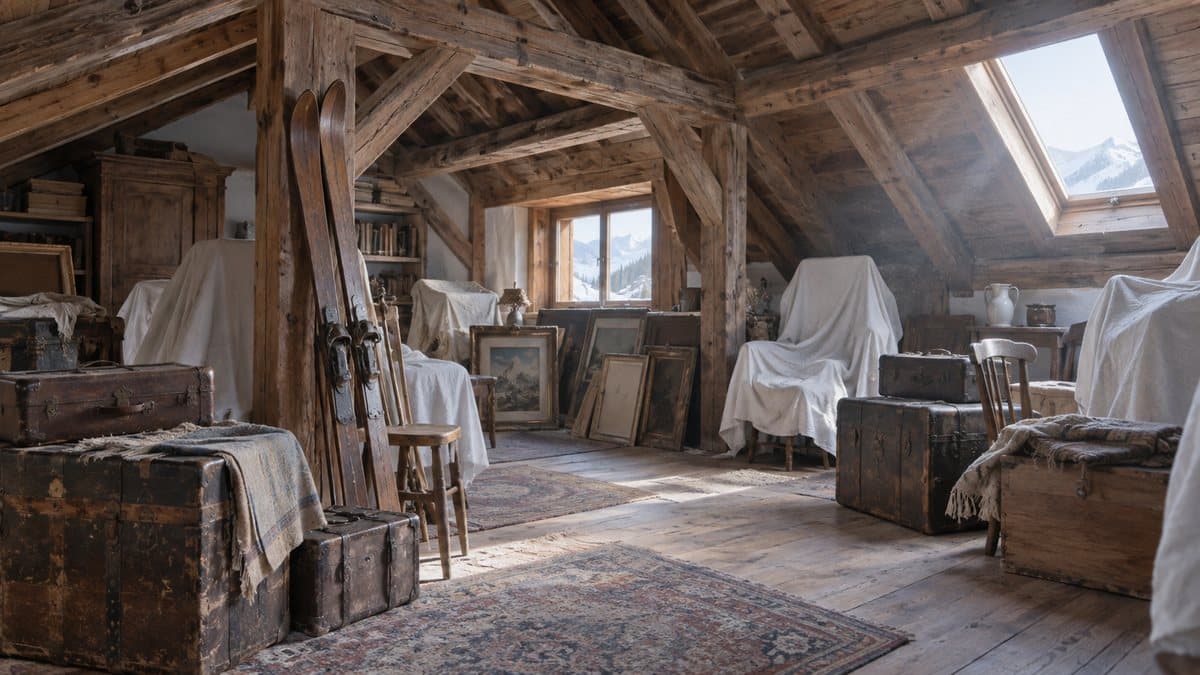 Grenier encombré avant un vide-grenier